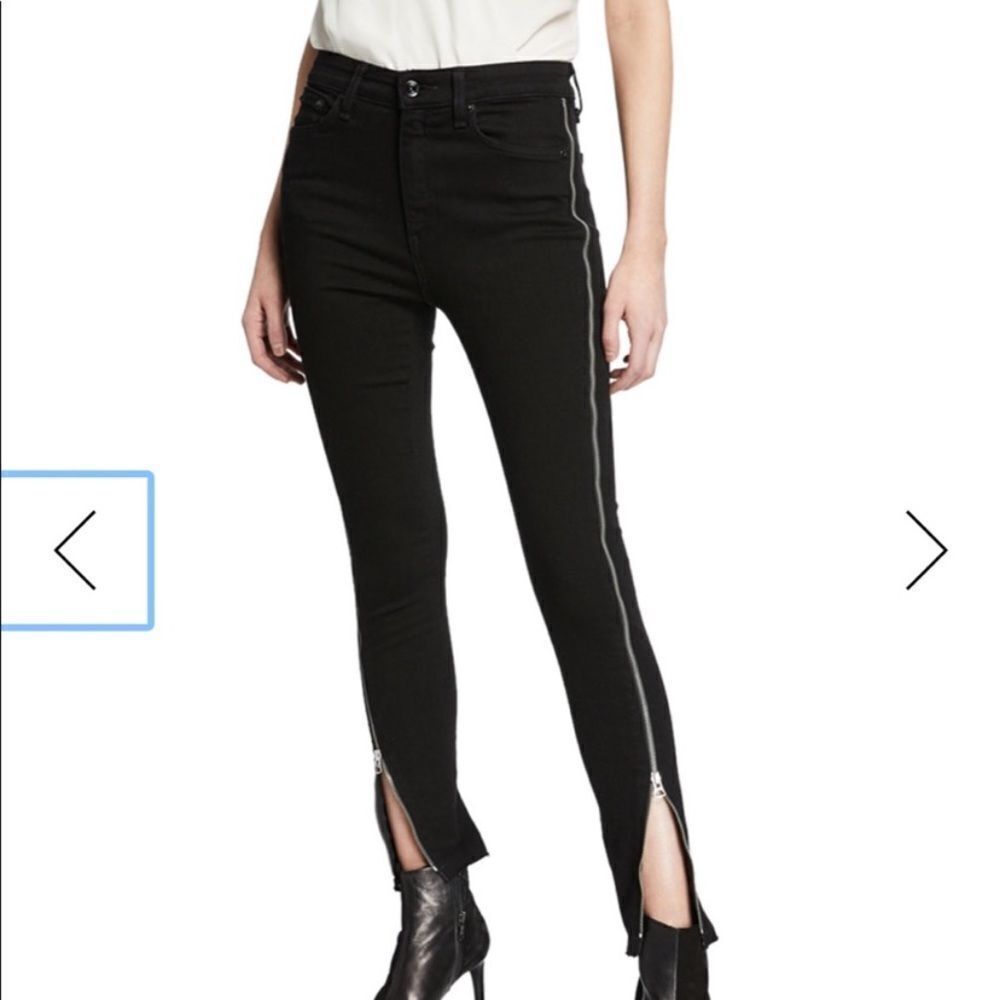 Rag&Bone high waist front zippers black jeans, Size 28